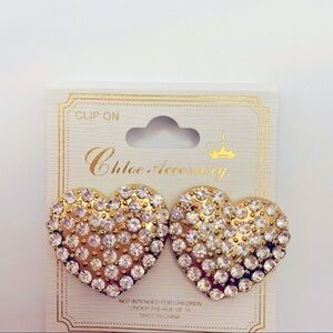 Earrings Crystal Hearts clip on. VERY BRILLIANT!